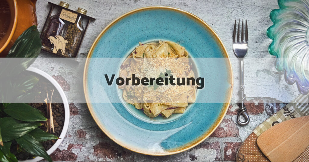 Pappardelle Radiccio Walnuss Pesto Vorbereitung